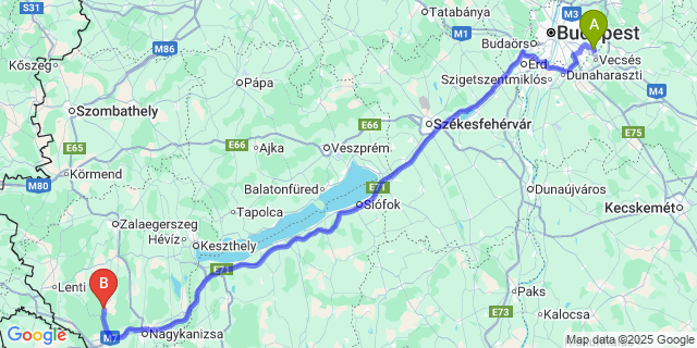 Map: Budapest Airport (BUD), Ferihegy, Liszt Ferenc to Bánokszentgyörgy