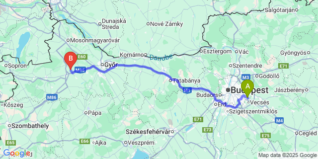 Map: Budapest Airport (BUD), Ferihegy, Liszt Ferenc to Barbacs
