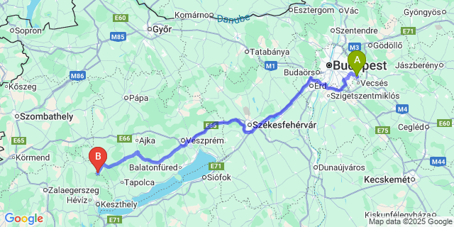 Map: Budapest Airport (BUD), Ferihegy, Liszt Ferenc to Bazsi