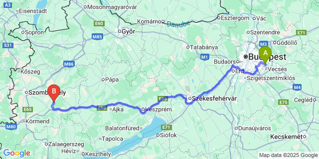 Map: Budapest Airport (BUD), Ferihegy, Liszt Ferenc to Bejcgyertyános