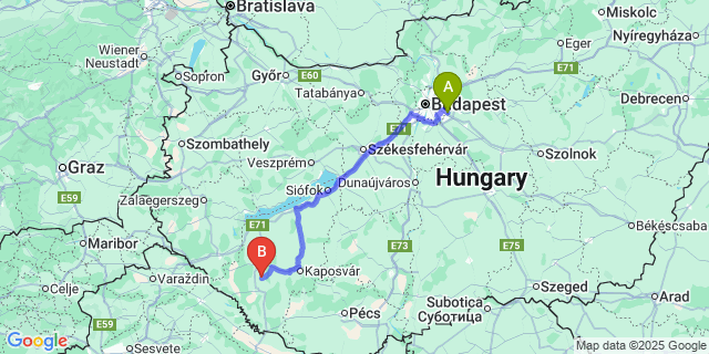 Map: Budapest Airport (BUD), Ferihegy, Liszt Ferenc to Beleg