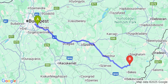 Map: Budapest Airport (BUD), Ferihegy, Liszt Ferenc to Bélmegyer