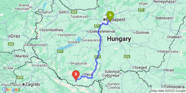 Map: Budapest Airport (BUD), Ferihegy, Liszt Ferenc to Besence