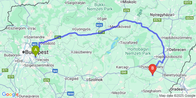 Map: Budapest Airport (BUD), Ferihegy, Liszt Ferenc to Bihartorda