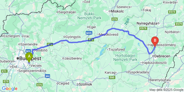 Map: Budapest Airport (BUD), Ferihegy, Liszt Ferenc to Bocskaikert