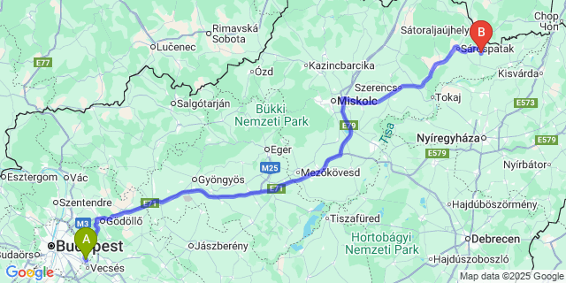 Map: Budapest Airport (BUD), Ferihegy, Liszt Ferenc to Bodroghalom