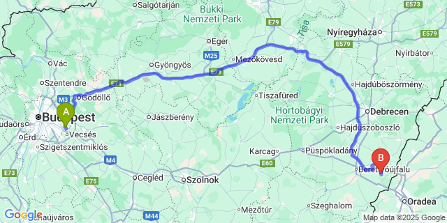 Map: Budapest Airport (BUD), Ferihegy, Liszt Ferenc to Bojt