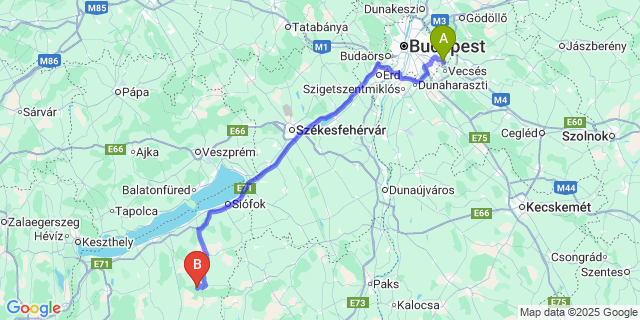 Map: Budapest Airport (BUD), Ferihegy, Liszt Ferenc to Bonnya