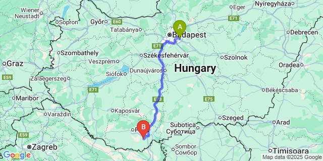 Map: Budapest Airport (BUD), Ferihegy, Liszt Ferenc to Borjád