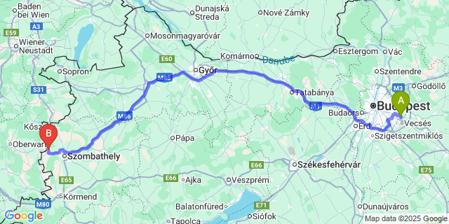 Map: Budapest Airport (BUD), Ferihegy, Liszt Ferenc to Bucsu