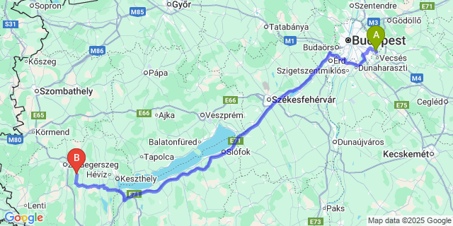 Map: Budapest Airport (BUD), Ferihegy, Liszt Ferenc to Búcsúszentlászló