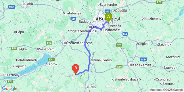 Map: Budapest Airport (BUD), Ferihegy, Liszt Ferenc to Cece