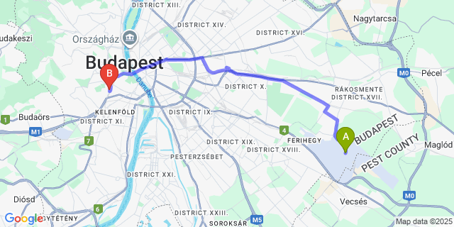Map: Budapest Airport (BUD), Ferihegy, Liszt Ferenc to Classic