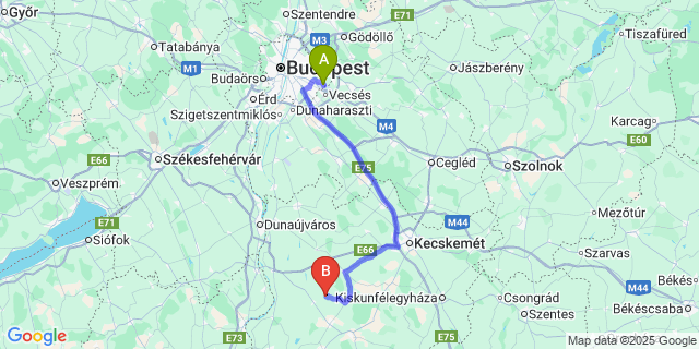Map: Budapest Airport (BUD), Ferihegy, Liszt Ferenc to Csengőd