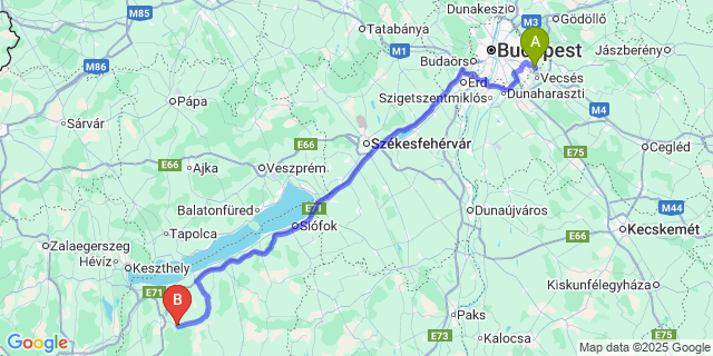 Map: Budapest Airport (BUD), Ferihegy, Liszt Ferenc to Csömend
