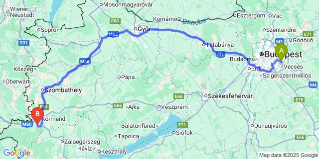 Map: Budapest Airport (BUD), Ferihegy, Liszt Ferenc to Daraboshegy