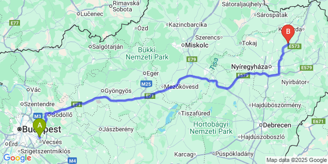 Map: Budapest Airport (BUD), Ferihegy, Liszt Ferenc to Demecser