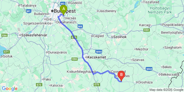 Map: Budapest Airport (BUD), Ferihegy, Liszt Ferenc to Derekegyház