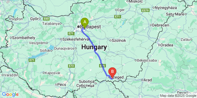 Map: Budapest Airport (BUD), Ferihegy, Liszt Ferenc to Deszk