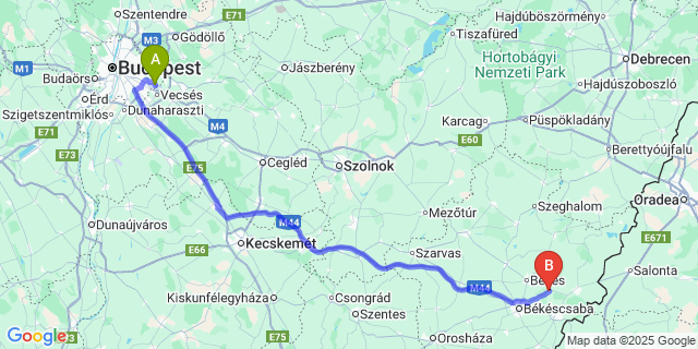 Map: Budapest Airport (BUD), Ferihegy, Liszt Ferenc to Doboz