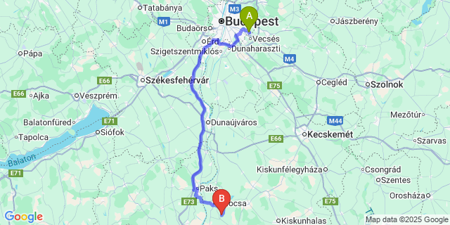 Map: Budapest Airport (BUD), Ferihegy, Liszt Ferenc to Drágszél