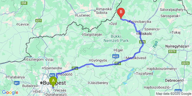 Map: Budapest Airport (BUD), Ferihegy, Liszt Ferenc to Dubicsány