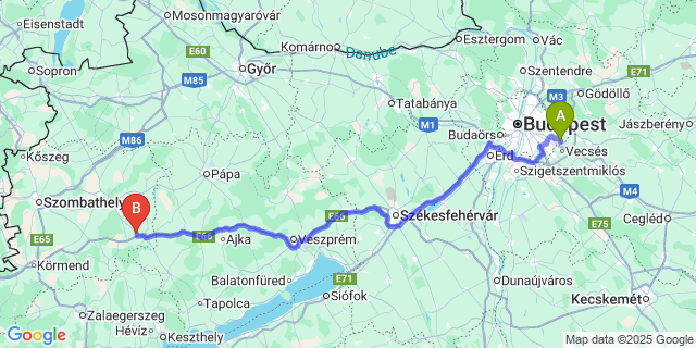 Map: Budapest Airport (BUD), Ferihegy, Liszt Ferenc to Duka