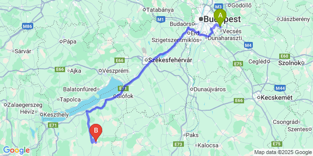 Map: Budapest Airport (BUD), Ferihegy, Liszt Ferenc to Ecseny