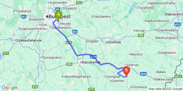 Map: Budapest Airport (BUD), Ferihegy, Liszt Ferenc to Eperjes