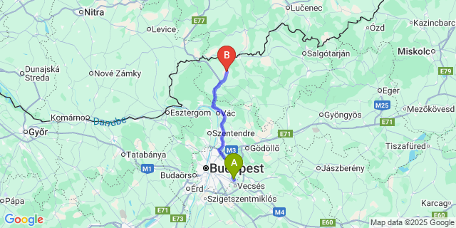Map: Budapest Airport (BUD), Ferihegy, Liszt Ferenc to Érsekvadkert