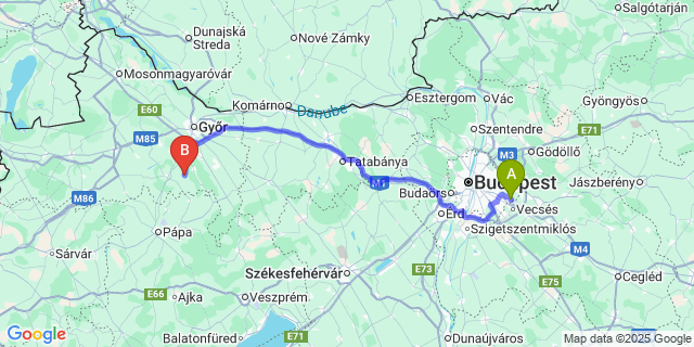 Map: Budapest Airport (BUD), Ferihegy, Liszt Ferenc to Felpéc