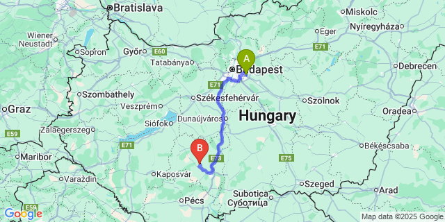 Map: Budapest Airport (BUD), Ferihegy, Liszt Ferenc to Felsőnána