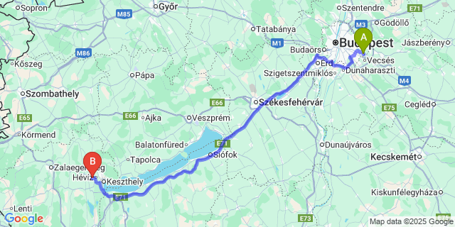 Map: Budapest Airport (BUD), Ferihegy, Liszt Ferenc to Felsőpáhok