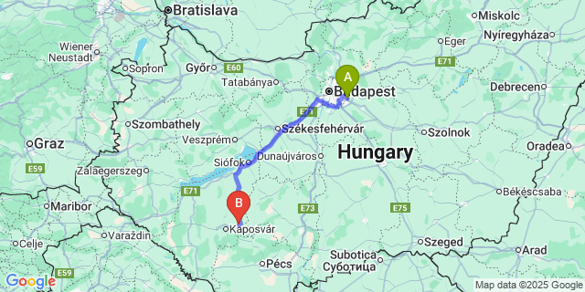 Map: Budapest Airport (BUD), Ferihegy, Liszt Ferenc to Fonó
