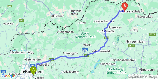 Map: Budapest Airport (BUD), Ferihegy, Liszt Ferenc to Fony