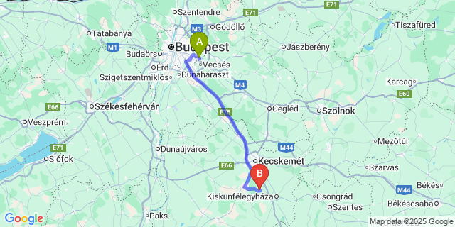 Map: Budapest Airport (BUD), Ferihegy, Liszt Ferenc to Fülöpjakab