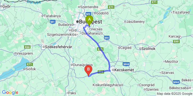 Map: Budapest Airport (BUD), Ferihegy, Liszt Ferenc to Fülöpszállás