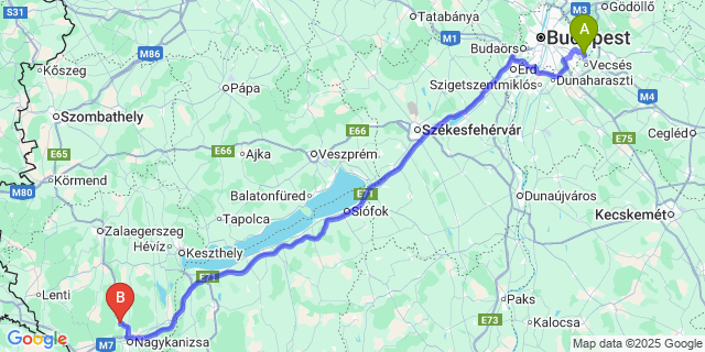Map: Budapest Airport (BUD), Ferihegy, Liszt Ferenc to Fűzvölgy