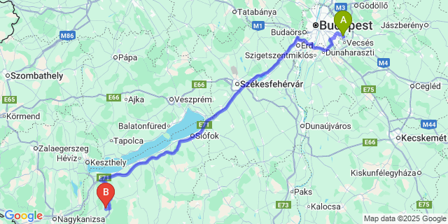 Map: Budapest Airport (BUD), Ferihegy, Liszt Ferenc to Gadány