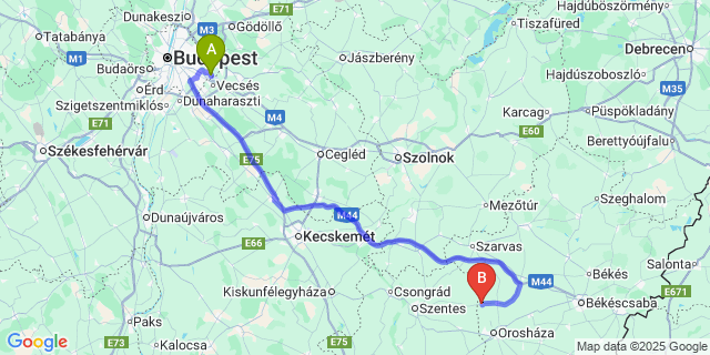 Map: Budapest Airport (BUD), Ferihegy, Liszt Ferenc to Gádoros