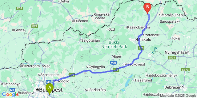 Map: Budapest Airport (BUD), Ferihegy, Liszt Ferenc to Gagyapáti