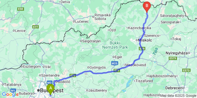 Map: Budapest Airport (BUD), Ferihegy, Liszt Ferenc to Gagyvendégi