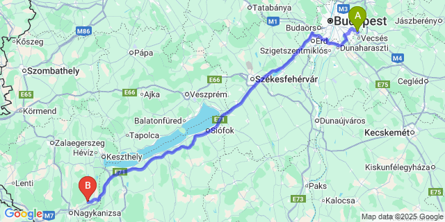 Map: Budapest Airport (BUD), Ferihegy, Liszt Ferenc to Galambok