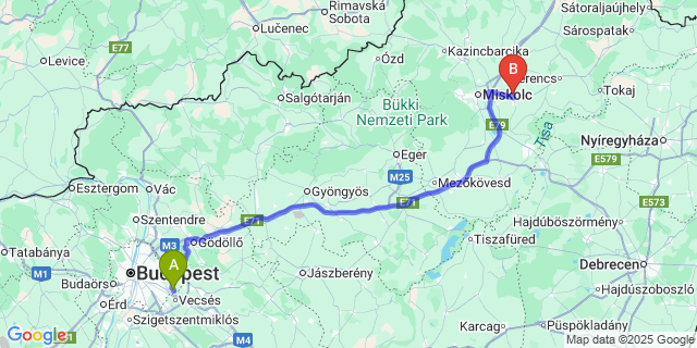 Map: Budapest Airport (BUD), Ferihegy, Liszt Ferenc to Gesztely