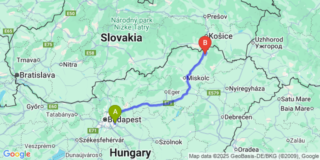 Map: Budapest Airport (BUD), Ferihegy, Liszt Ferenc to Göncruszka