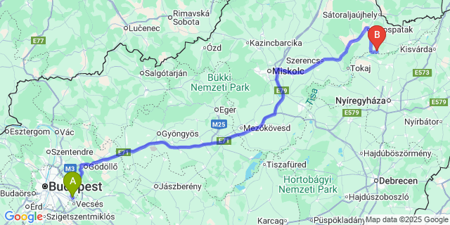Map: Budapest Airport (BUD), Ferihegy, Liszt Ferenc to Györgytarló