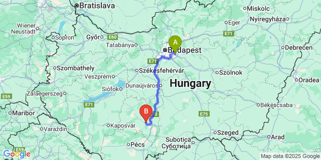 Map: Budapest Airport (BUD), Ferihegy, Liszt Ferenc to Harc