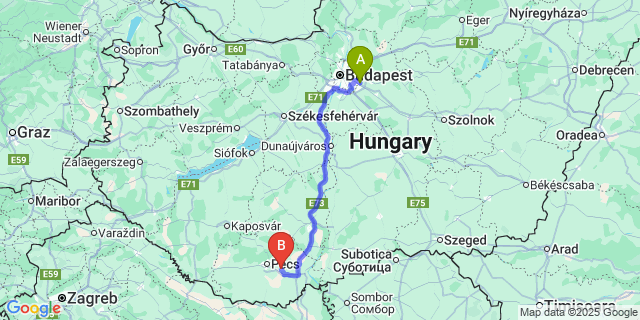 Map: Budapest Airport (BUD), Ferihegy, Liszt Ferenc to Hásságy