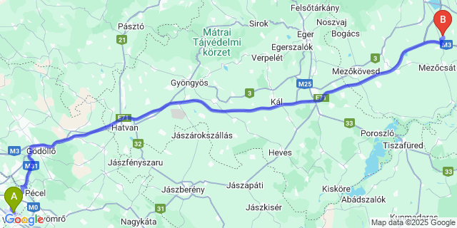 Map: Budapest Airport (BUD), Ferihegy, Liszt Ferenc to Hejőpapi
