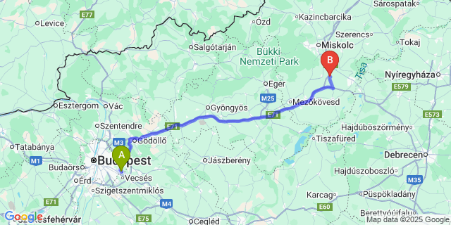 Map: Budapest Airport (BUD), Ferihegy, Liszt Ferenc to Hejőszalonta